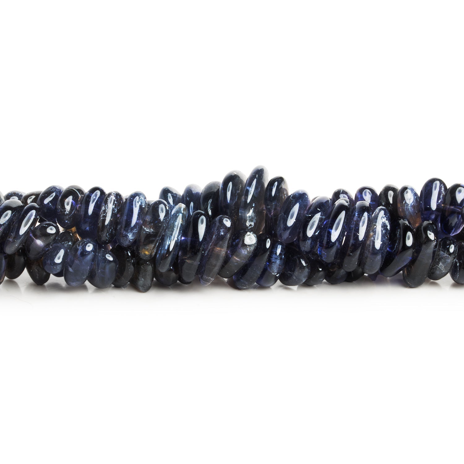 8x6mm Iolite Center Drilled Plain Nuggets 16 inch 115 beads - The Bead Traders