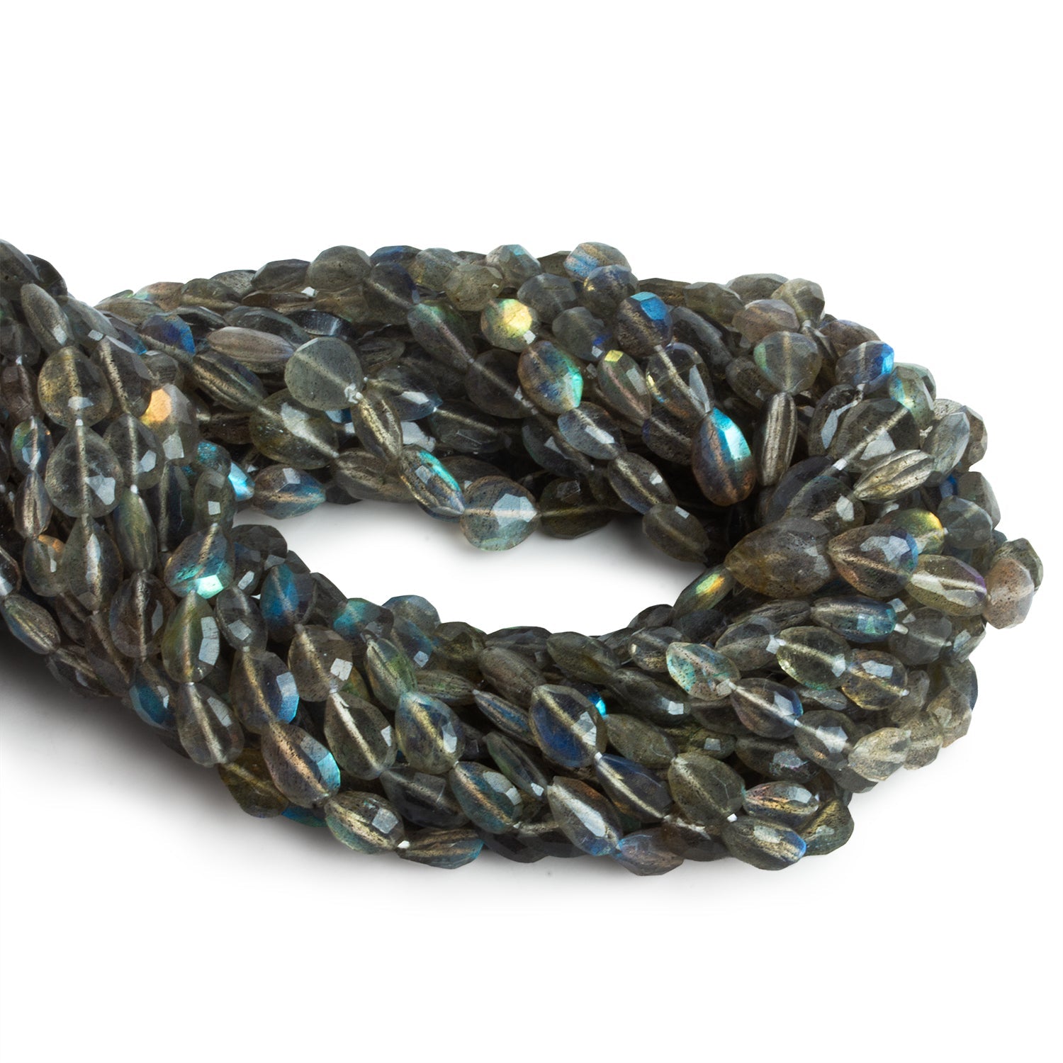 8x6mm Labradorite Faceted Pears 14 inch 40 beads - The Bead Traders