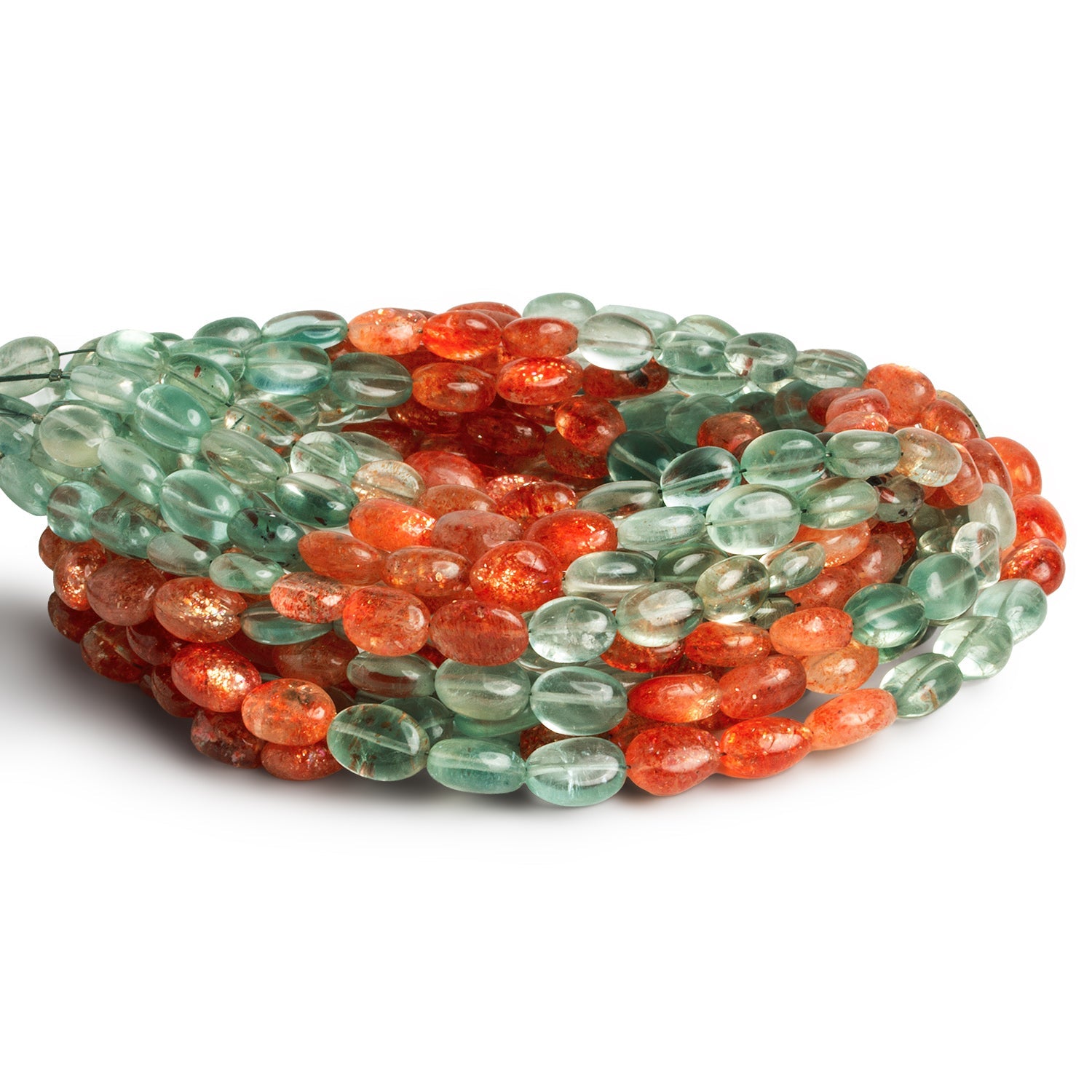 8x6mm Madagascar Sunstone Plain Ovals 18 inch 50 beads - The Bead Traders
