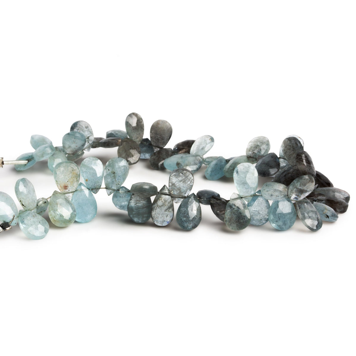 8x6mm Moss Aquamarine Faceted Pears 8 inch 63 beads - The Bead Traders