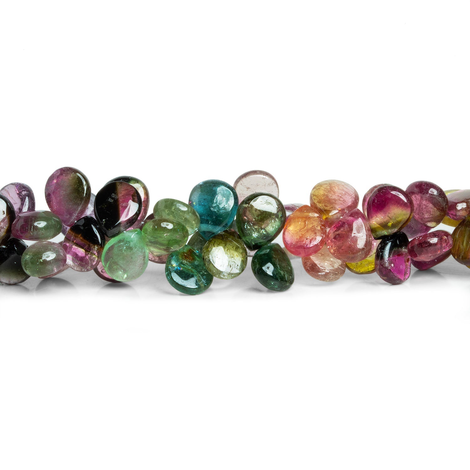 8x6mm Multicolor Tourmaline Plain Pears 18 inch 121 beads - The Bead Traders