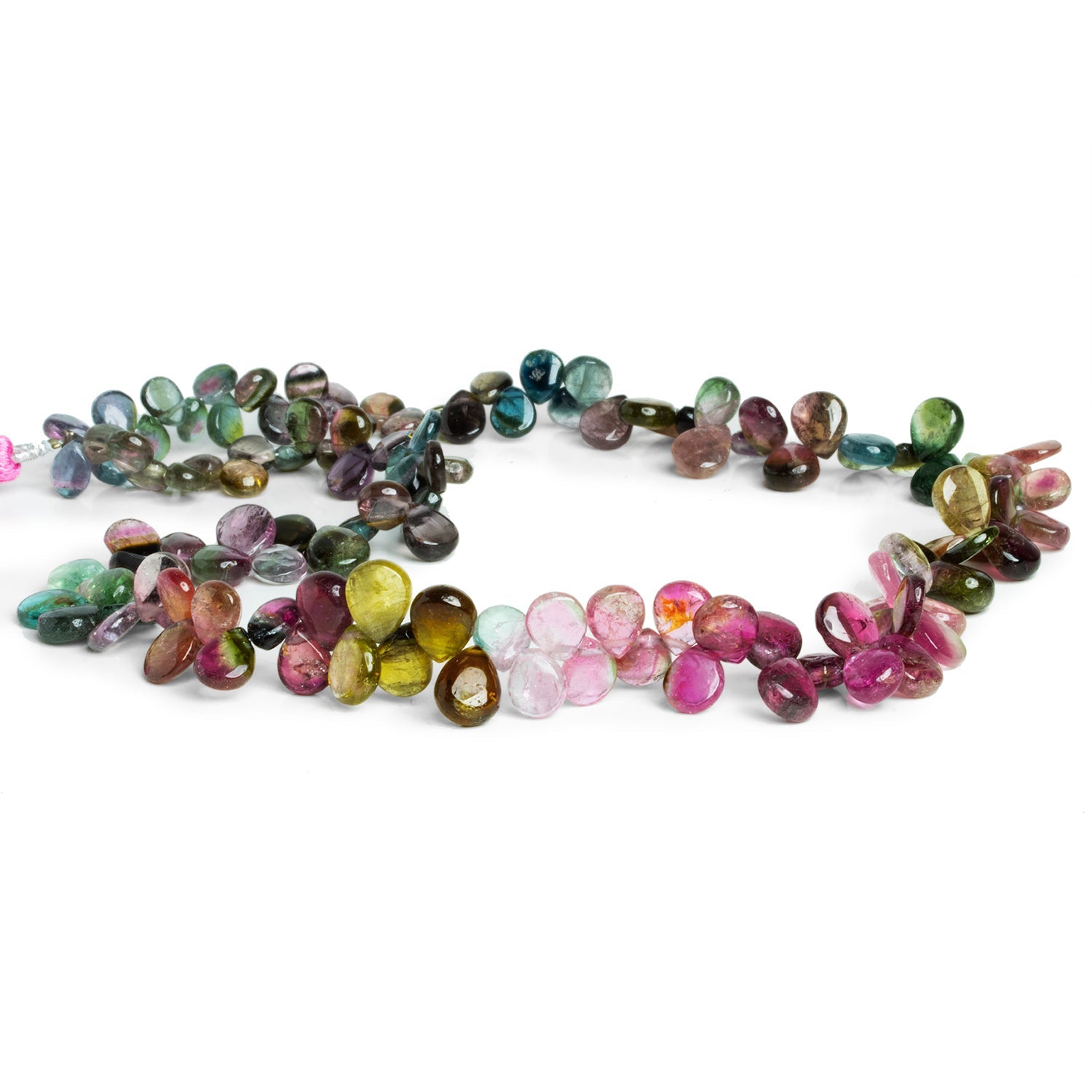 8x6mm Multicolor Tourmaline Plain Pears 18 inch 121 beads - The Bead Traders