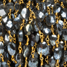 8x6mm Mystic Dark Moonstone Faceted Oval Gold Chain 22 beads - The Bead Traders