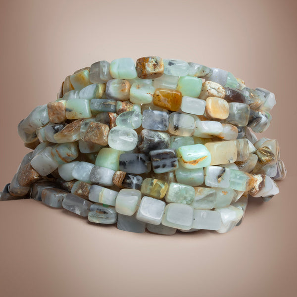 8x6mm Natural Blue Peruvian Opal Plain Nugget Gemstone Beads 16 inch Strand (48 beads)