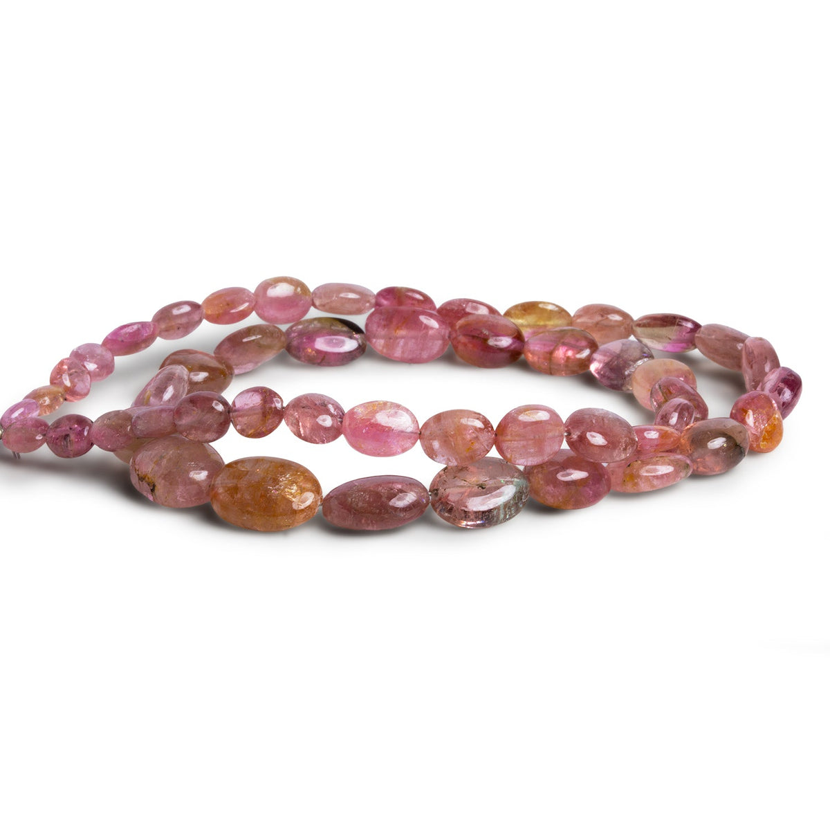 8x6mm Pink Tourmaline Plain Ovals 14 inch 48 beads - The Bead Traders