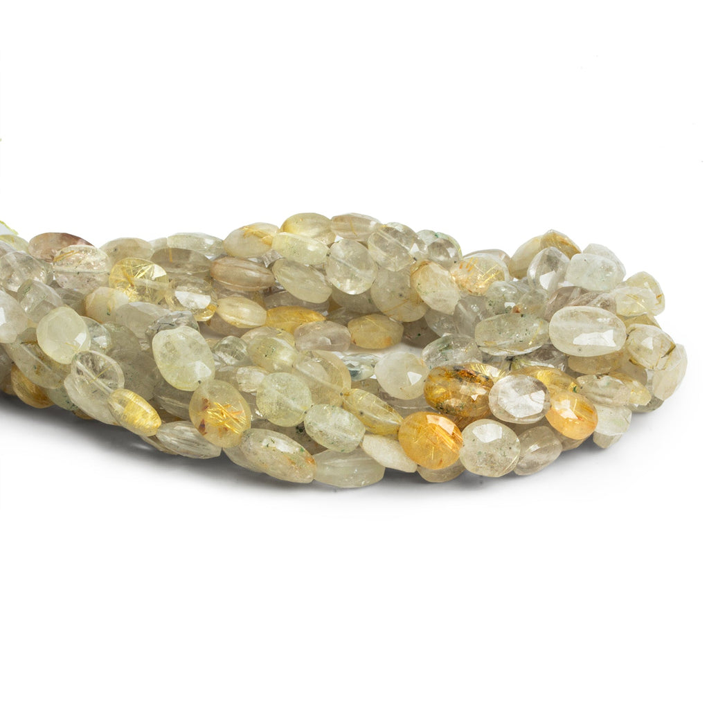 8x6mm Rutilated Quartz Handcut Ovals 12 inch 27 beads - The Bead Traders