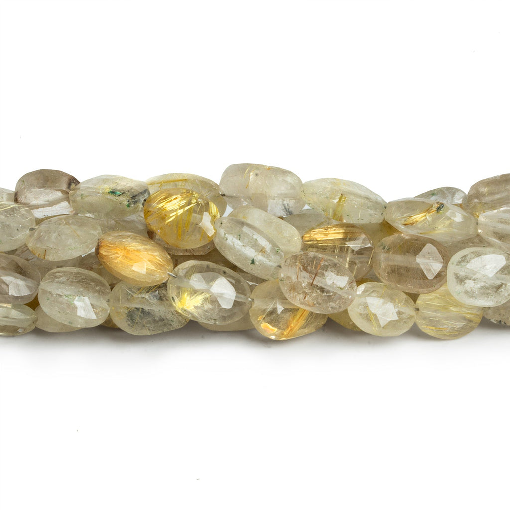 8x6mm Rutilated Quartz Handcut Ovals 12 inch 27 beads - The Bead Traders