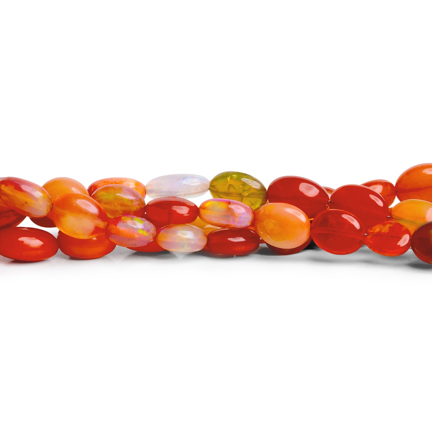 8x6mm Tangerine Ethiopian Opal Plain Ovals 8 inch 23 beads - The Bead Traders