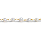 8x6mm White Baroque Pearl Gold Chain 25 beads - The Bead Traders