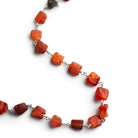 8x7mm Carnelian Hammer Faceted Square Silver Chain 29 beads - The Bead Traders