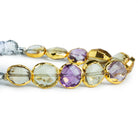 8x7mm Gold Leafed Multi Gemstone Faceted Beads 3.5 inch 11 beads - The Bead Traders