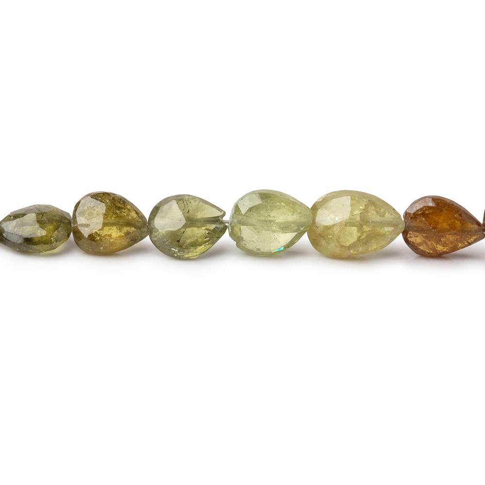 8x7mm Green Grossular Garnet Faceted Pears 9 inch 27 beads - The Bead Traders