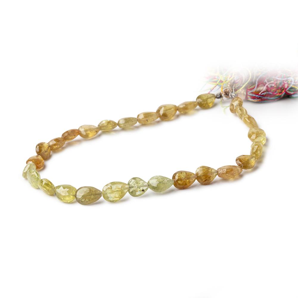 8x7mm Green Grossular Garnet Faceted Pears 9 inch 27 beads - The Bead Traders