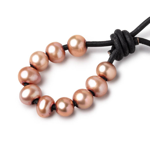 8x7mm Light Salmon Large Hole Off Round Pearls Set of 10 Beads