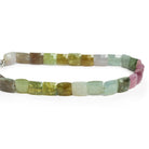 8x7mm Multi Color Sapphire Faceted Rectangles 8 inch 24 beads - The Bead Traders