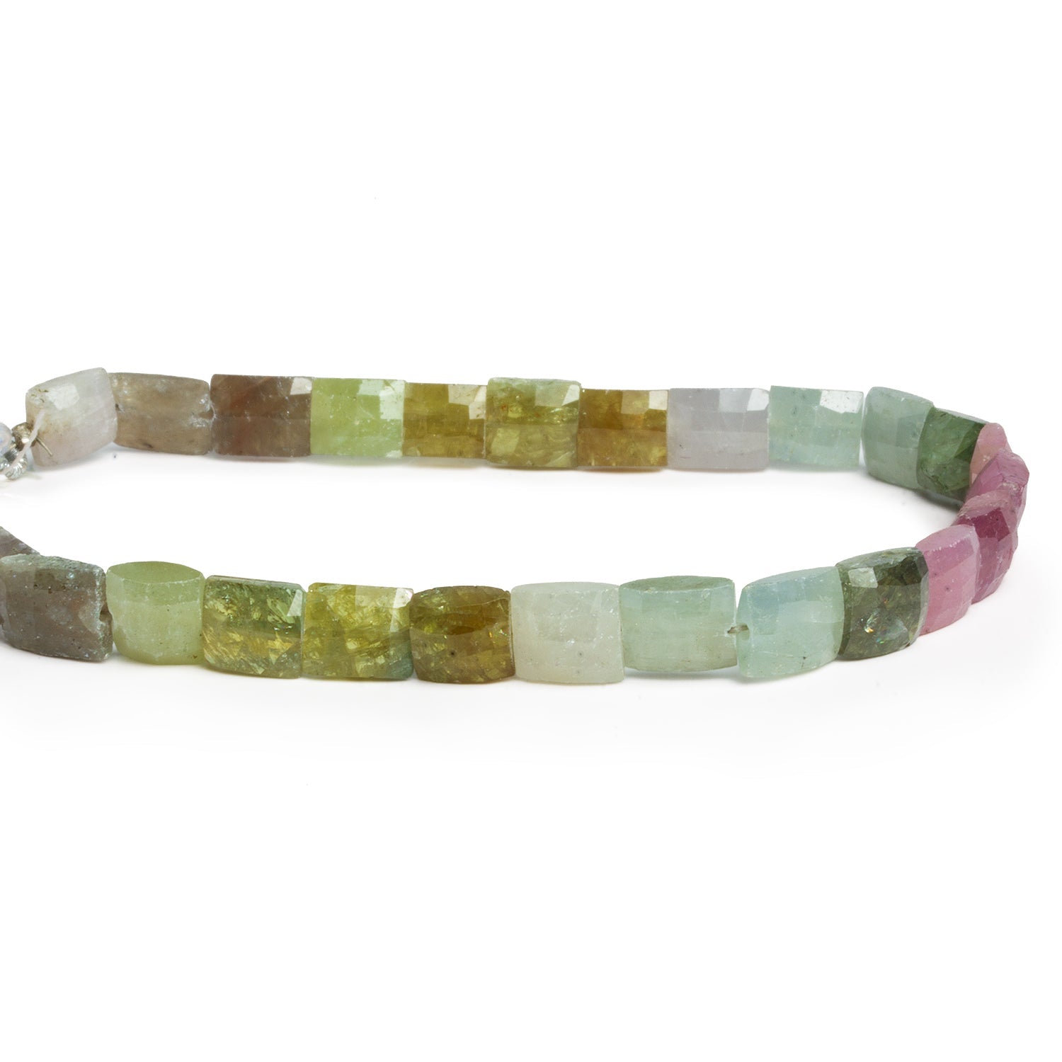 8x7mm Multi Color Sapphire Faceted Rectangles 8 inch 24 beads - The Bead Traders