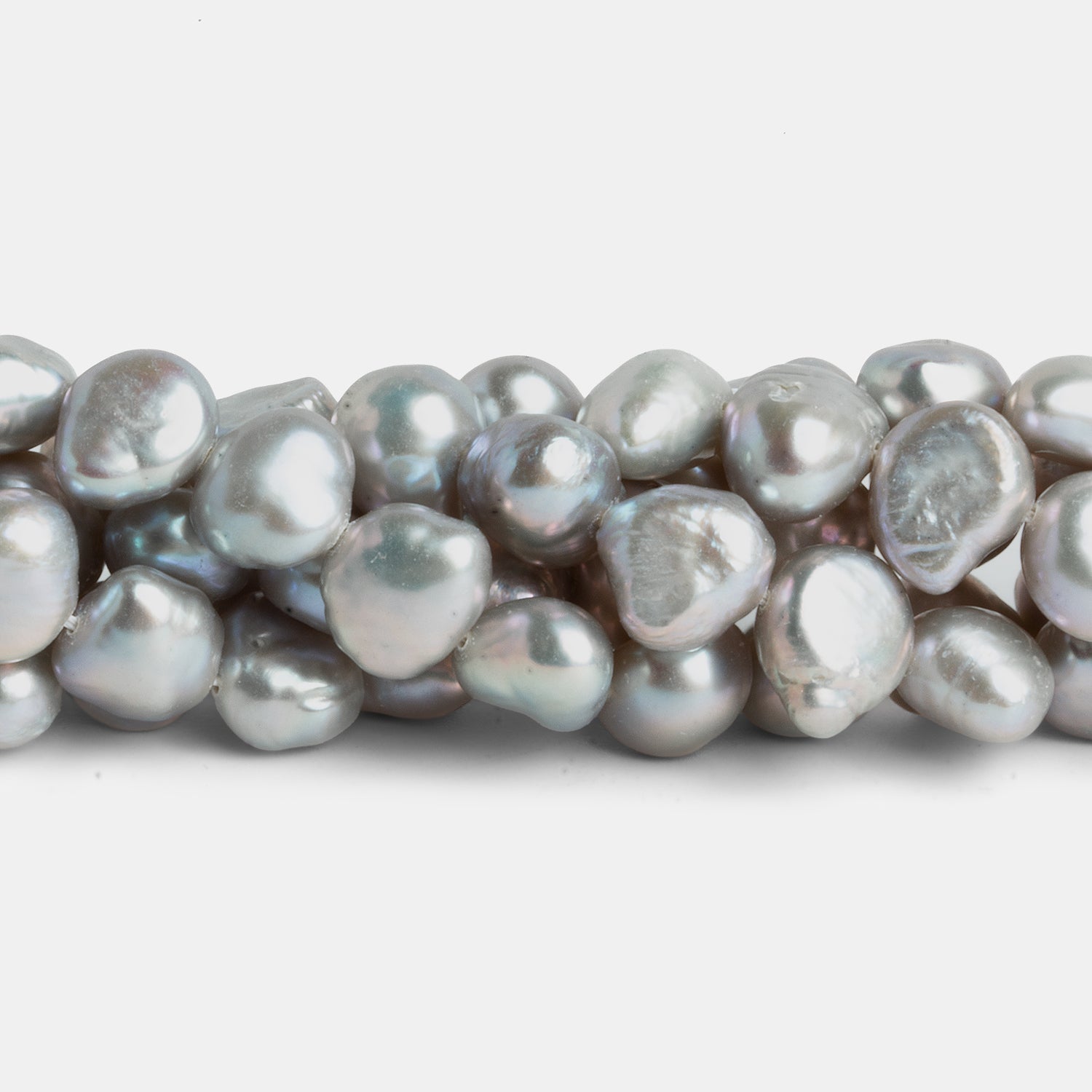 8x7mm Silver Baroque Pearls 15 inch 51 beads - The Bead Traders