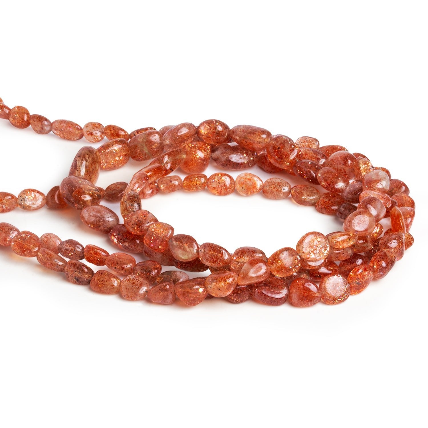 8x7mm Sunstone Plain Nuggets 18 inch 65 beads - The Bead Traders