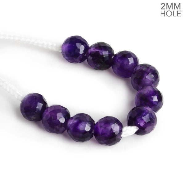 9-10mm Amethyst Faceted Round 2mm Large Hole 10 Beads