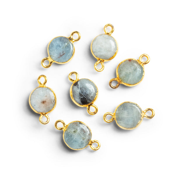 9-10mm Gold Leafed Aquamarine Coin Connector 1 Bead