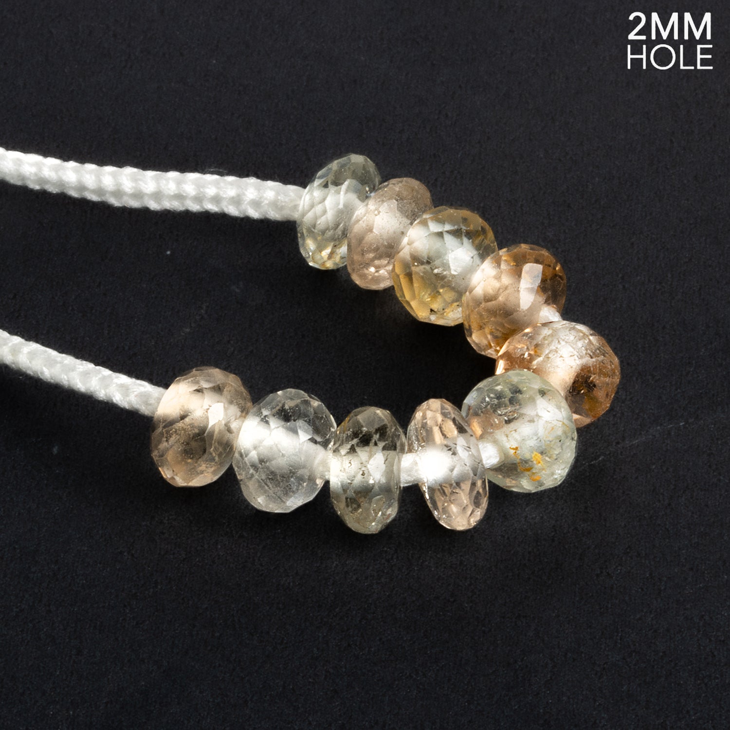 9 - 10mm Golden Natural Topaz 2mm Large Hole Rondelles 10 Beads - The Bead Traders