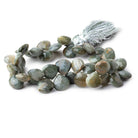 9 - 10mm Green Cat's Eye Quartz Faceted Hearts 8 inch 48 beads - The Bead Traders