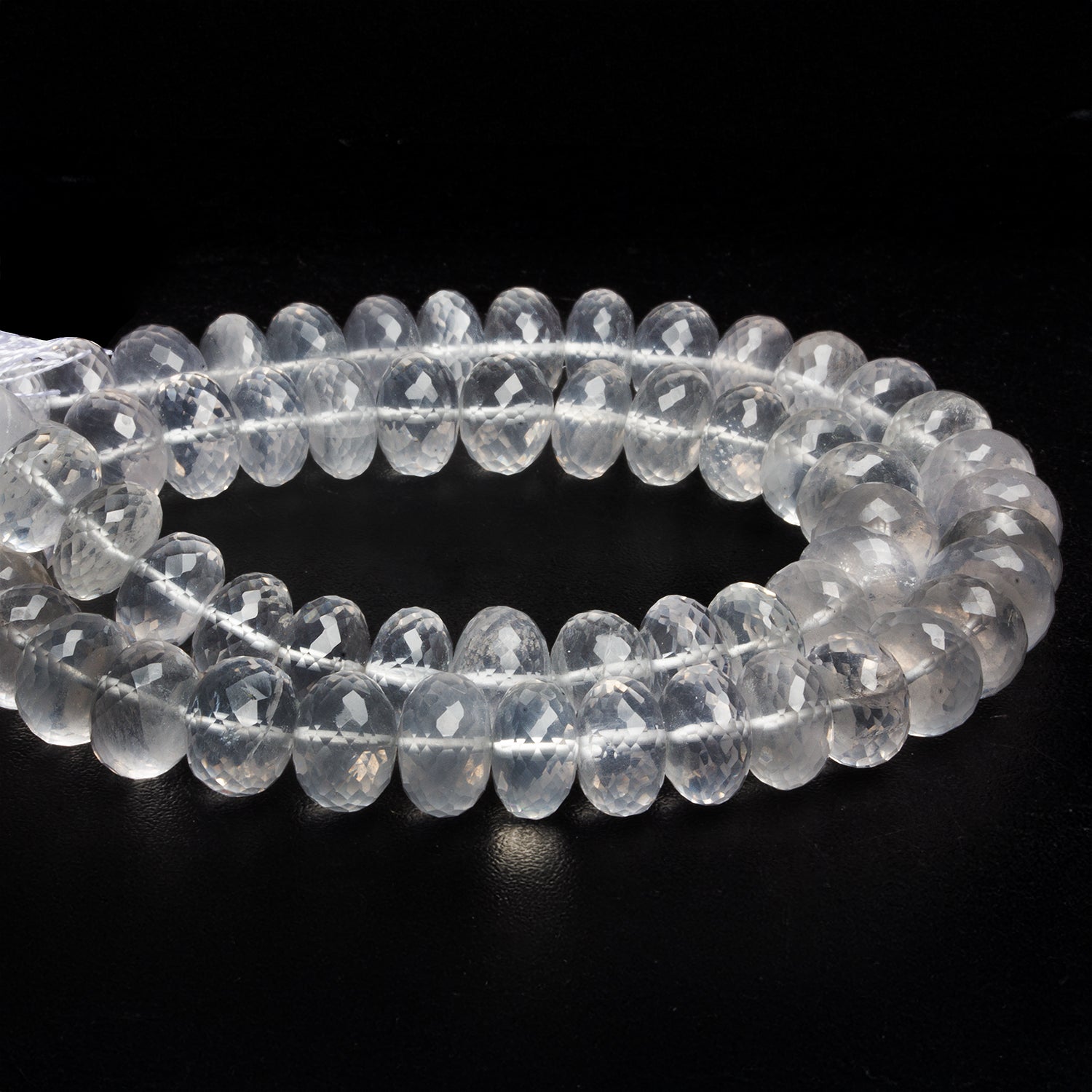 9 - 10mm Ice Quartz Faceted Rondelles 17 inch 68 beads - The Bead Traders