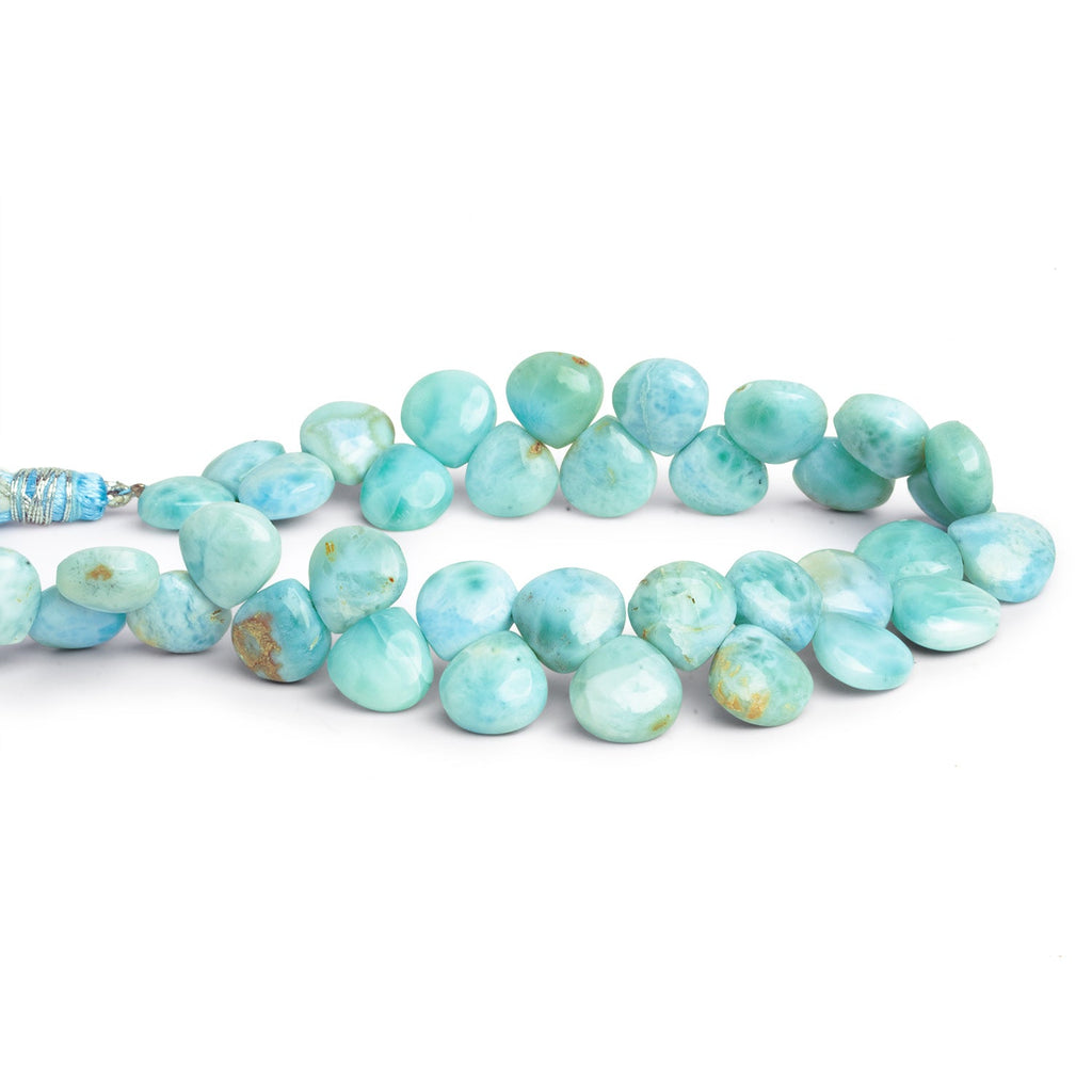 9 - 10mm Larimar Plain Hearts 7.5 inch 35 beads - The Bead Traders