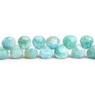 9 - 10mm Larimar Plain Hearts 7.5 inch 35 beads - The Bead Traders