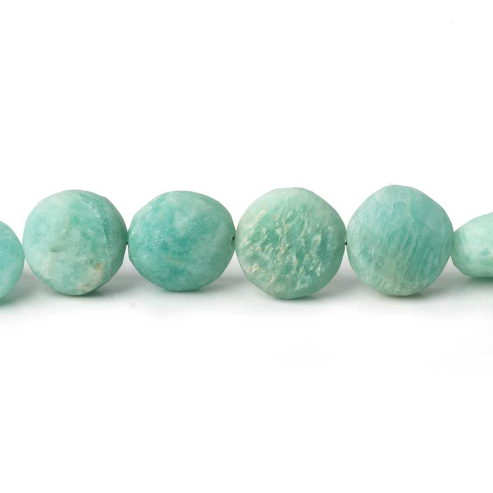 9-10mm Matte Amazonite plain coins 7.5 inch 19 beads - The Bead Traders