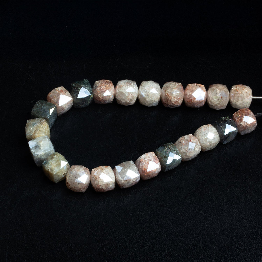 9 - 10mm Multi Gemstone Faceted Cubes 8.5 inch 21 beads - The Bead Traders