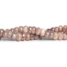 9 - 10mm Mystic Peach Moonstone Faceted Rondelles 8 inch 35 beads - The Bead Traders