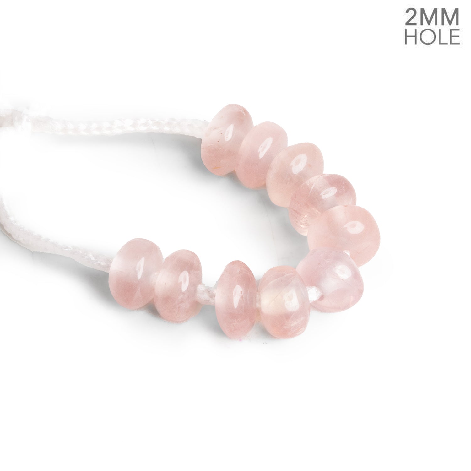 9 - 10mm Rose Quartz 2mm Large Hole Rondelles 10 Beads - The Bead Traders