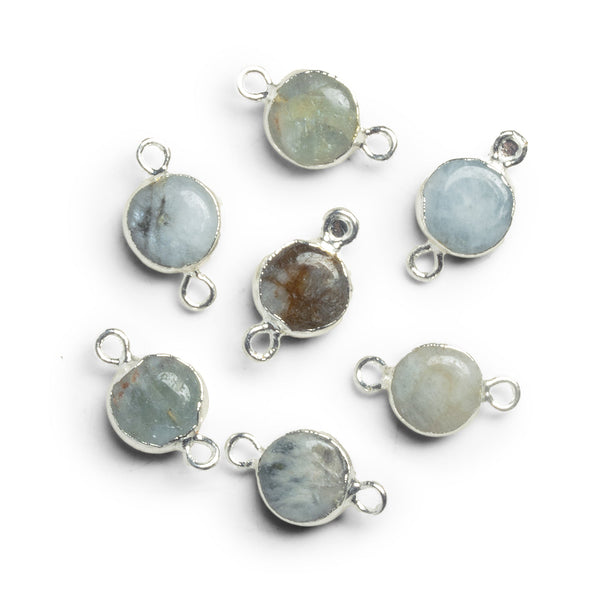 9-10mm Silver Leafed Aquamarine Coin Conenctor 1 Bead