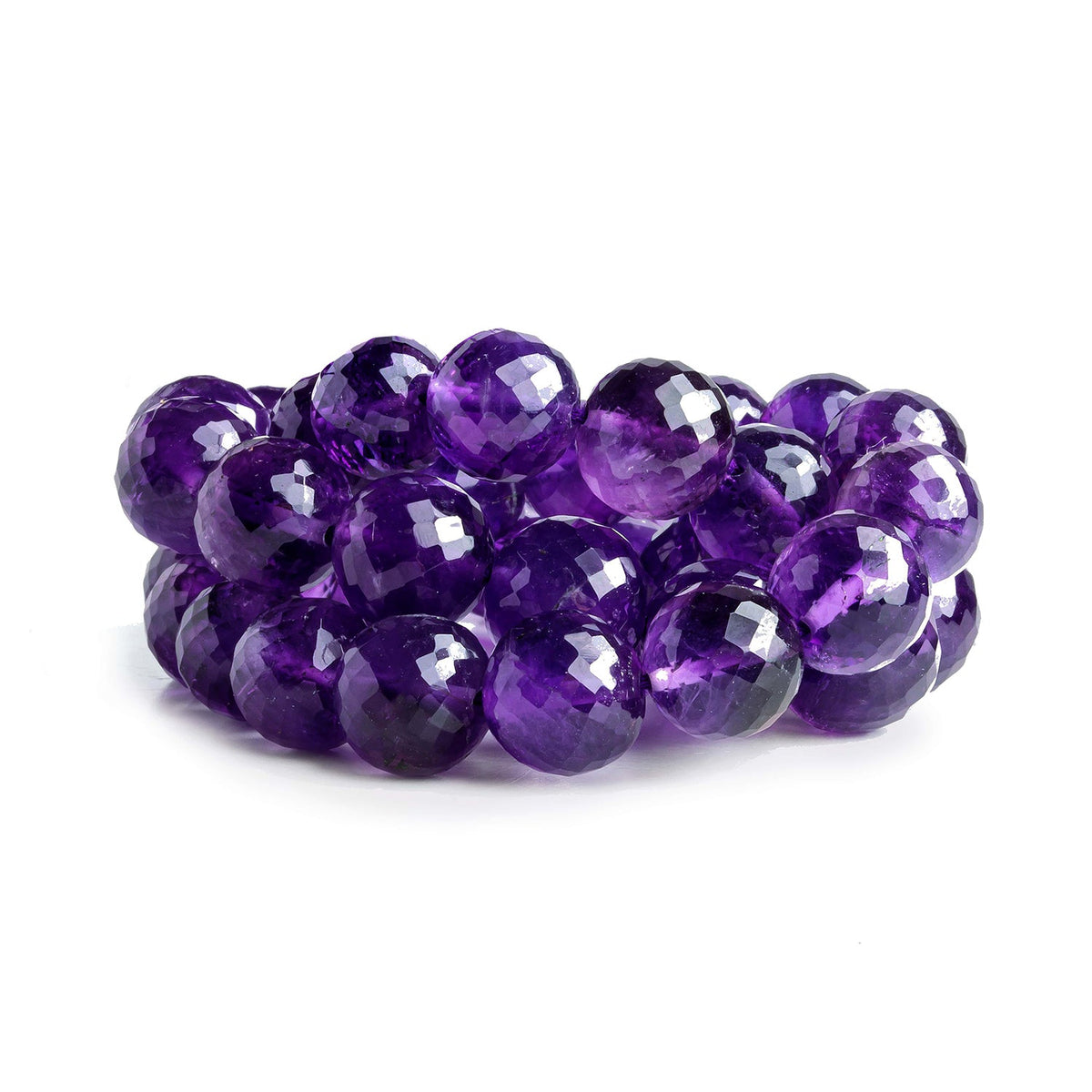 9-11 Amethyst Faceted Round Beads 17 inch 41 pieces - The Bead Traders