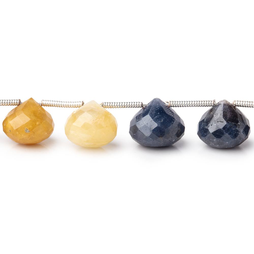 9 - 11mm Blue & Yellow Sapphire Faceted Candy Kisses 8 inch 16 pieces - The Bead Traders