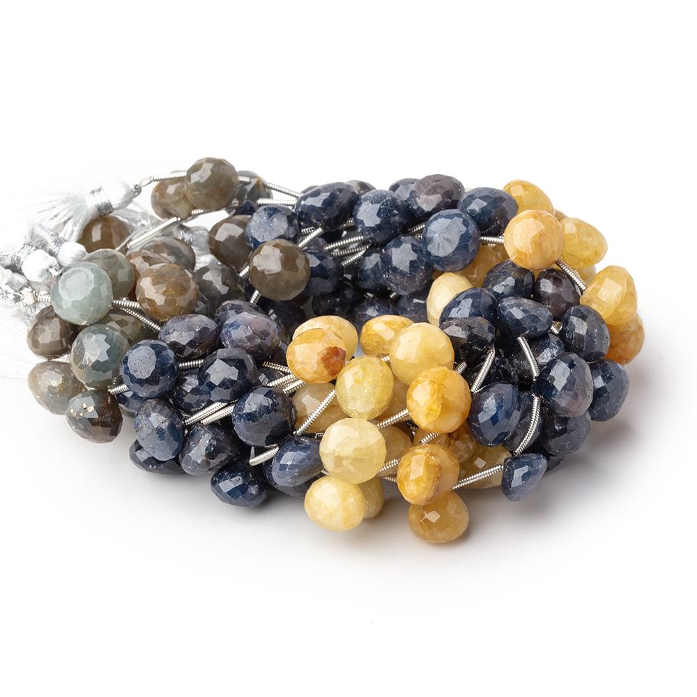 9 - 11mm Blue & Yellow Sapphire Faceted Candy Kisses 8 inch 16 pieces - The Bead Traders