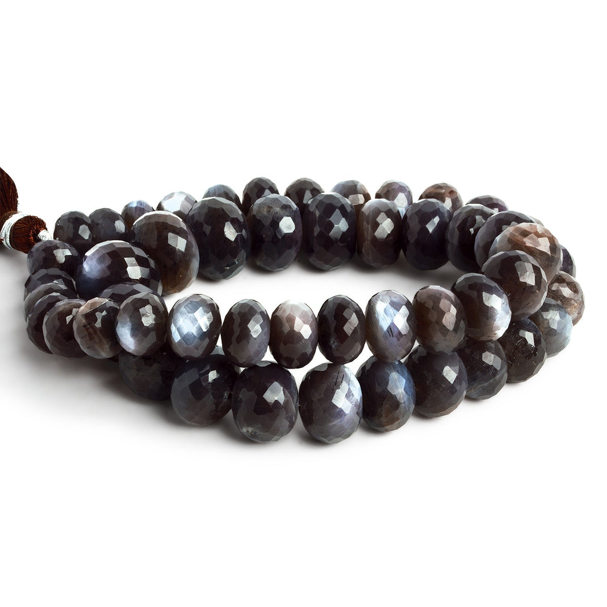 9-11mm Chocolate Moonstone Faceted Rondelles 16 inch 48 beads - The Bead Traders