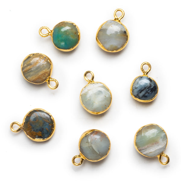 9-11mm Gold Leafed Blue Peruvian Opal Pendant 1 Bead