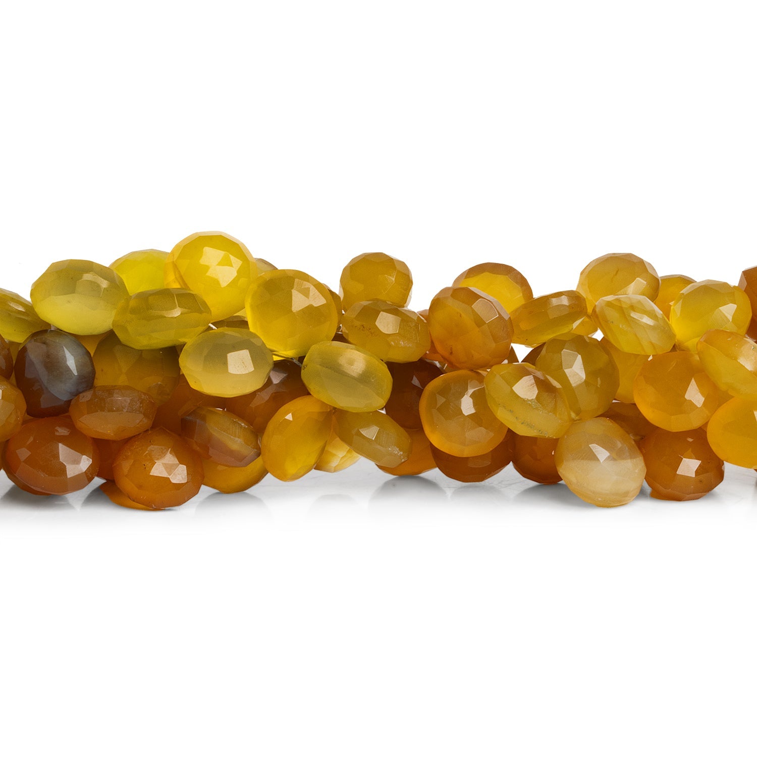 9-11mm Honey Chalcedony Faceted Hearts 8 inch 50 beads - The Bead Traders