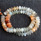 9 - 11mm Multicolor Moonstone Faceted Rondelles 16 inch 70 beads - The Bead Traders