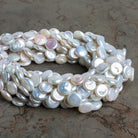 9 - 11mm White Coin Pearls 15 inch 36 beads - The Bead Traders