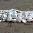 9 - 11mm White Coin Pearls 15 inch 36 beads - The Bead Traders