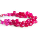 9 - 12mm Hot Pink Chalcedony Plain Hearts 8 inch 38 beads - The Bead Traders