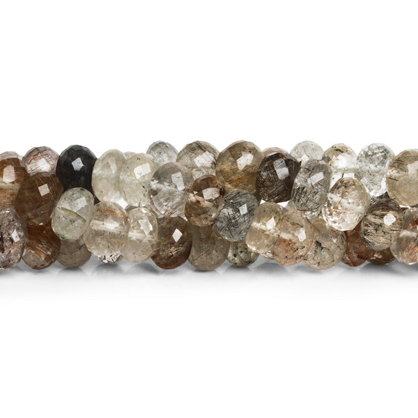 9-12mm Multi Rutilated Quartz Faceted Rondelles 18 inch 70 beads