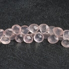 9 - 12mm Rose Quartz Faceted Hearts 8 inch 45 beads - The Bead Traders
