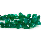 9 - 13mm Green Quartz Faceted Hearts 8 inch 44 beads - The Bead Traders