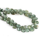 9 - 13mm Moss Aquamarine Faceted Hearts 8 inch 40 beads - The Bead Traders