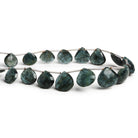 9-14mm Moss Aquamarine Faceted Hearts 8 inch 17 beads - The Bead Traders