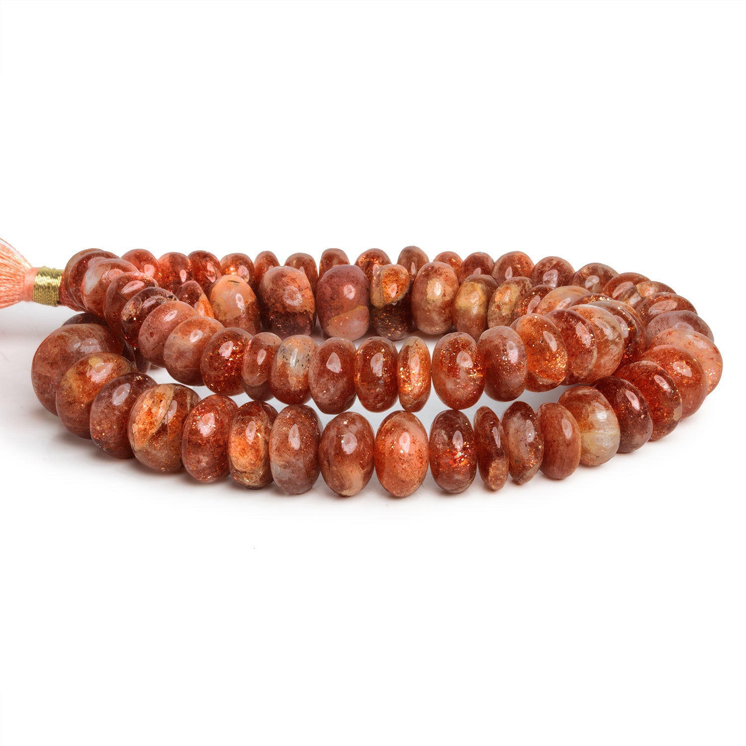 9 - 14mm Sunstone Plain Rondelles 16 inch 70 beads - The Bead Traders